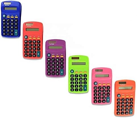 8-Digit Dual Power Pocket Size Calculator LCD Display Electronic  - Pack of 6