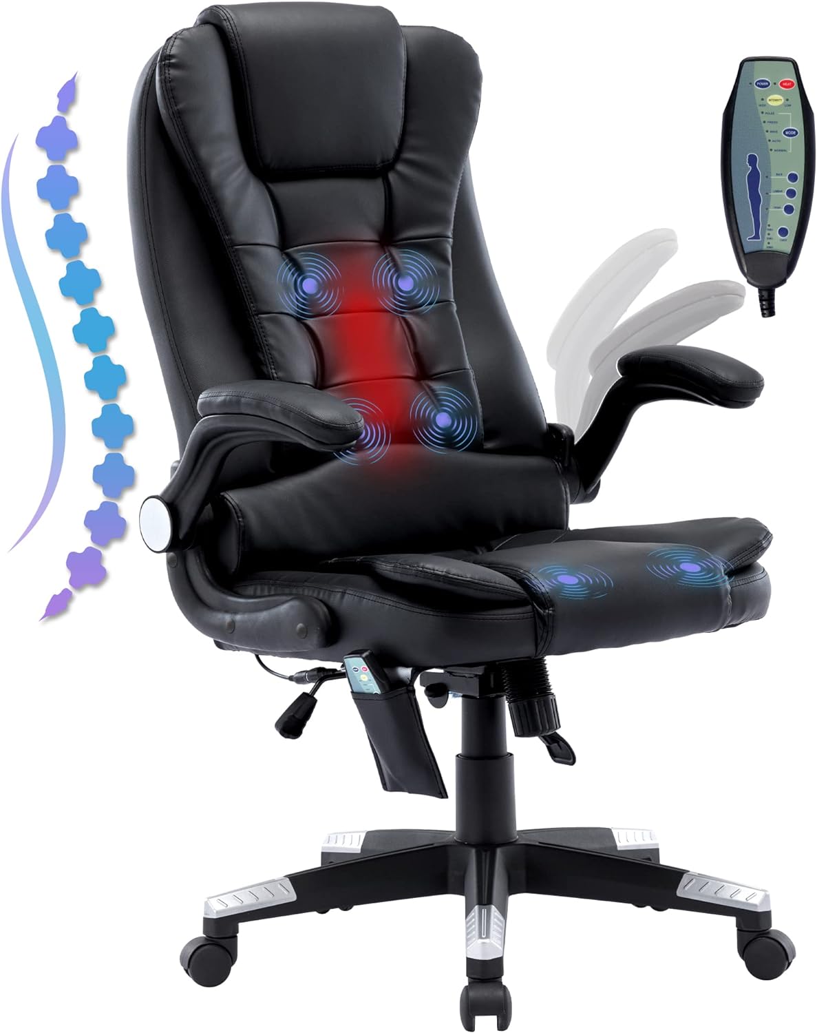 Ergonomic Executive Office Chair with Massage, Flip-up Armrests, and Back Support